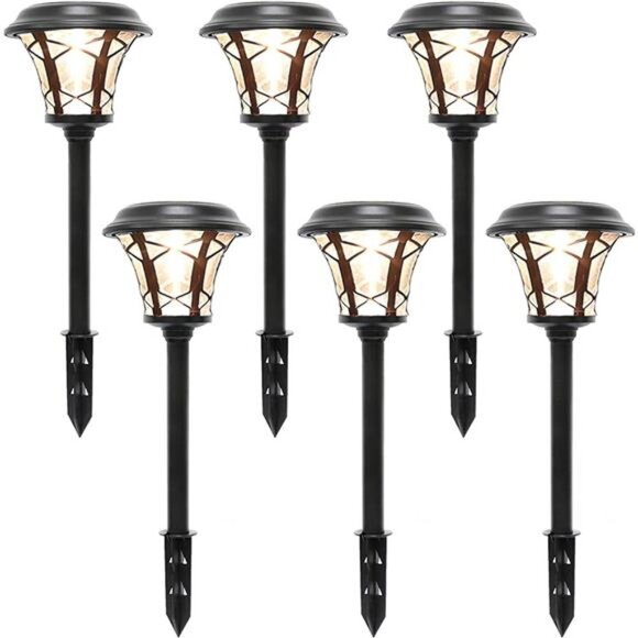 6 Pack 25 Lumen Solar Powered Pathway Lights,Super Bright SMD LED Outdoor Lights